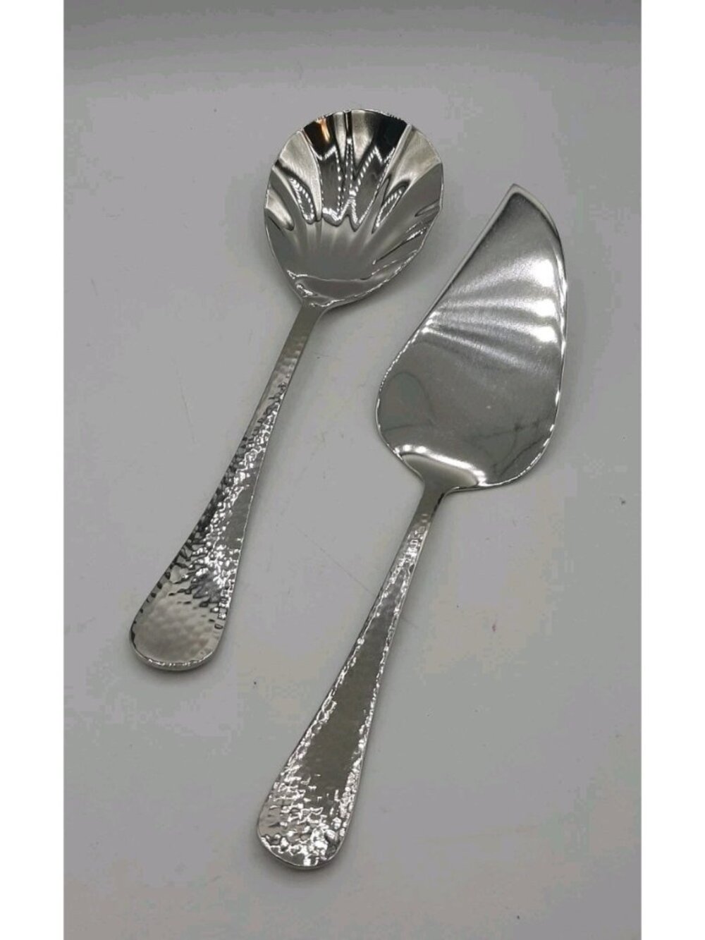 Reed & Barton Hammered Everyday 18/10 Stainless Serving Spoon and Cake Knife